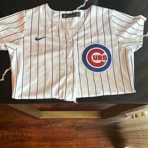 Nike Kids Cubs Striped White and Blue Jersey